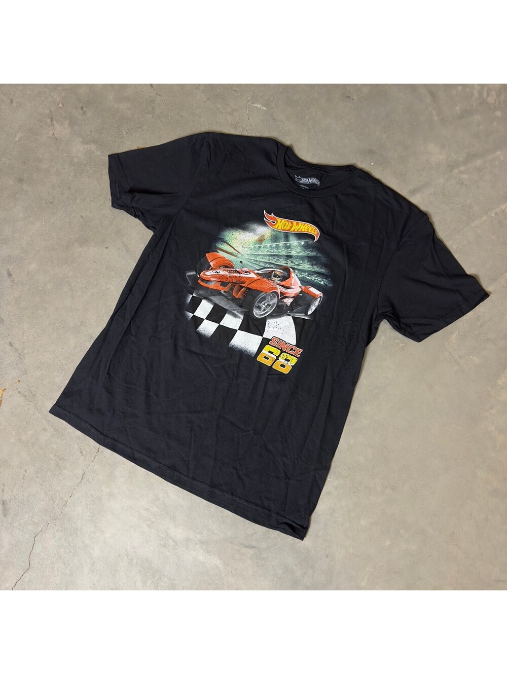 Hot Wheels Graphic T-Shirt Mens L Black Race Car Tee